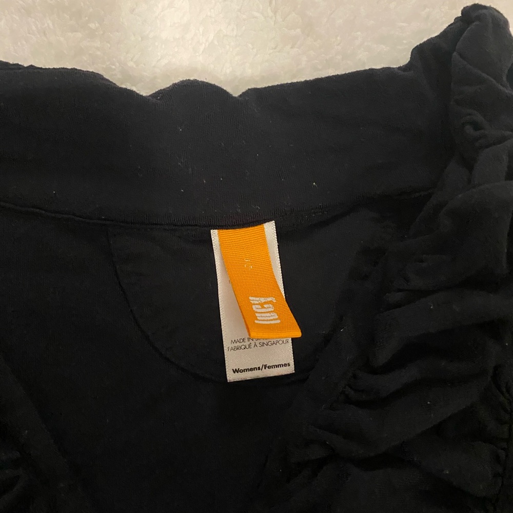 H&M Black Ruffled Zip-Up Hoodie - Picture 3 of 11